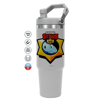 Brawl Stars Squeak, ΓΚΡΙ χρώματος Θερμός Ανοξείδωτο 890ml (30oz) με χερούλι
