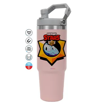 Brawl Stars Squeak, ΡΟΖ χρώματος Θερμός Ανοξείδωτο 890ml (30oz) με χερούλι