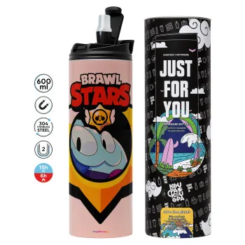 Brawl Stars Squeak, Tumbler stainless steel PINK 600ml