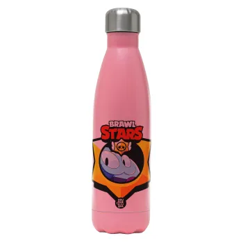 Brawl Stars Squeak, Metal mug thermos Pink Mat (Stainless steel), double wall, 500ml