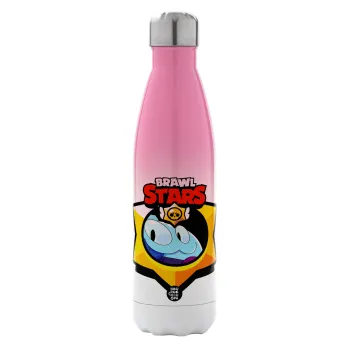 Brawl Stars Squeak, Metal mug thermos Pink/White (Stainless steel), double wall, 500ml