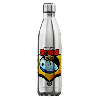 Brawl Stars Squeak, Μεταλλικό παγούρι θερμός Inox (Stainless steel), διπλού τοιχώματος, 750ml