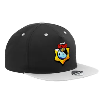 Brawl Stars Squeak, Καπέλο Ενηλίκων Flat Snapback Μαύρο/Γκρι, (100% ΒΑΜΒΑΚΕΡΟ TWILL, ΕΝΗΛΙΚΩΝ, UNISEX, ONE SIZE)