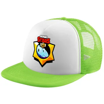 Brawl Stars Squeak, Child's Soft Trucker Hat with Green/White Mesh (POLYESTER, CHILDREN'S, ONE SIZE)