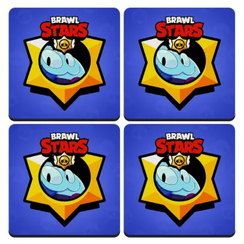 Brawl Stars Squeak, ΣΕΤ 4 Σουβέρ ξύλινα τετράγωνα (9cm)