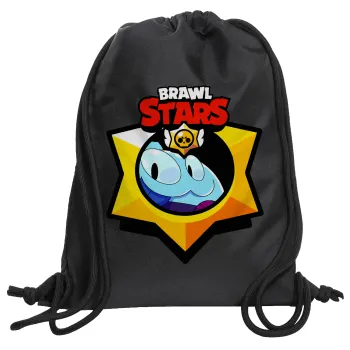 Brawl Stars Squeak, Τσάντα πλάτης πουγκί GYMBAG Μαύρη, με τσέπη (40x48cm) & χονδρά κορδόνια