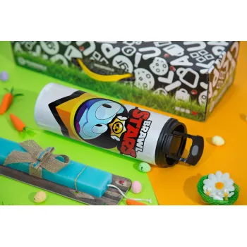 Brawl Stars Squeak, Πασχαλινή Λαμπάδα με Travel Tumbler θερμό με διπλό καπάκι (600ml, BPA free) & κερί αρωματικό πλακέ (30cm) (ΤΙΡΚΟΥΑΖ)
