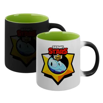 Brawl Stars Squeak, Κούπα Μαγική εσωτερικό πράσινο, κεραμική 330ml που αλλάζει χρώμα με το ζεστό ρόφημα