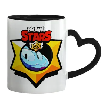 Brawl Stars Squeak, Κούπα καρδιά χερούλι μαύρη, κεραμική, 330ml