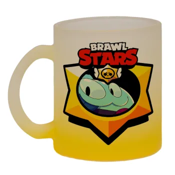 Brawl Stars Squeak, Κούπα γυάλινη δίχρωμη με βάση το κίτρινο ματ, 330ml