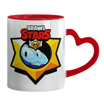Brawl Stars Squeak, Κούπα καρδιά χερούλι κόκκινη, κεραμική, 330ml