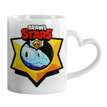 Brawl Stars Squeak, Κούπα καρδιά χερούλι λευκή, κεραμική, 330ml
