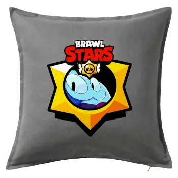 Brawl Stars Squeak, Μαξιλάρι καναπέ Γκρι 100% βαμβάκι, περιέχεται το γέμισμα (50x50cm)