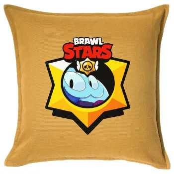 Brawl Stars Squeak, Μαξιλάρι καναπέ Κίτρινο 100% βαμβάκι, περιέχεται το γέμισμα (50x50cm)