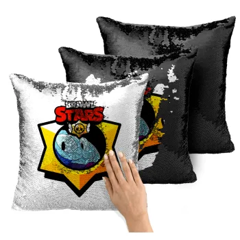 Brawl Stars Squeak, Μαξιλάρι καναπέ Μαγικό Μαύρο με πούλιες 40x40cm περιέχεται το γέμισμα