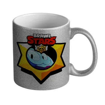 Brawl Stars Squeak, Κούπα Ασημένια Glitter που γυαλίζει, κεραμική, 330ml