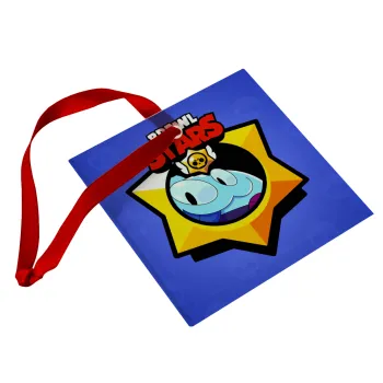 Brawl Stars Squeak, Christmas ornament, glass square ornament 9x9cm