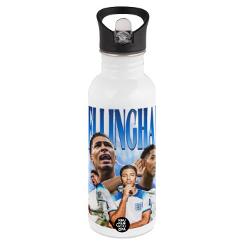 Jude Bellingham, Παγούρι νερού Λευκό με καλαμάκι, ανοξείδωτο ατσάλι 600ml