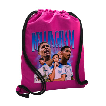 Jude Bellingham, Τσάντα πλάτης πουγκί GYMBAG Φούξια, με τσέπη (40x48cm) & χονδρά κορδόνια