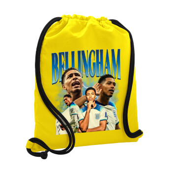 Jude Bellingham, Τσάντα πλάτης πουγκί GYMBAG Κίτρινη, με τσέπη (40x48cm) & χονδρά κορδόνια