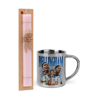 Jude Bellingham, Πασχαλινή Λαμπάδα με μεταλλική κούπα θερμό (300ml) & κερί αρωματικό πλακέ (30cm) (ΡΟΖ)