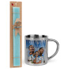 Easter Set, metallic thermal cup (300ml) & aromatic flat Easter candle (30cm) (TURQUOISE)