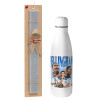 Easter Set, metallic stainless thermos bottle (500ml) & scented flat Easter candle (30cm) (GRAY)