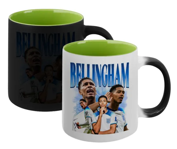Jude Bellingham — Magic mug with green interior, ceramic, 330ml, changes colour with hot drinks