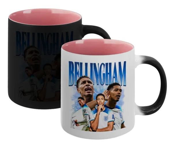 Jude Bellingham — Magic mug with pink interior, ceramic, 330ml, changes colour with hot drinks
