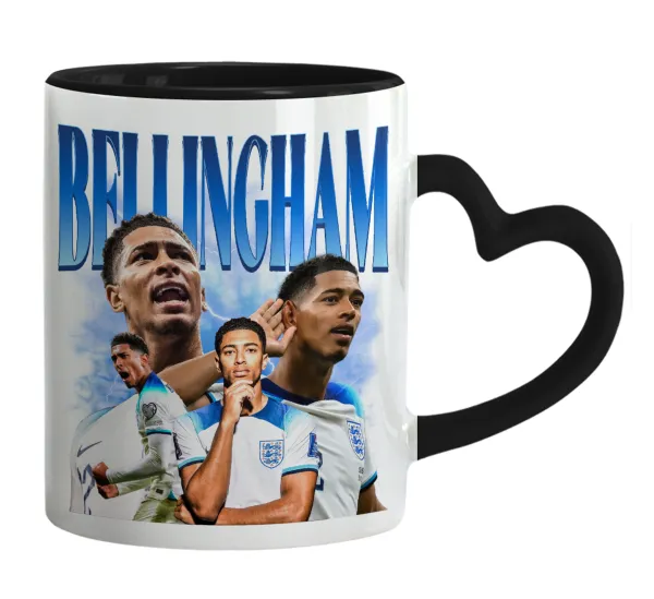 Jude Bellingham — Mug heart black handle, ceramic, 330ml
