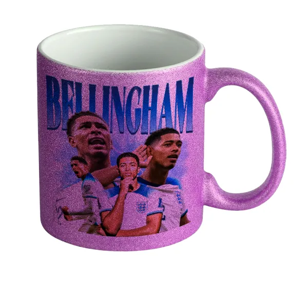 Jude Bellingham — Purple glitter mug that sparkles, ceramic, 330ml