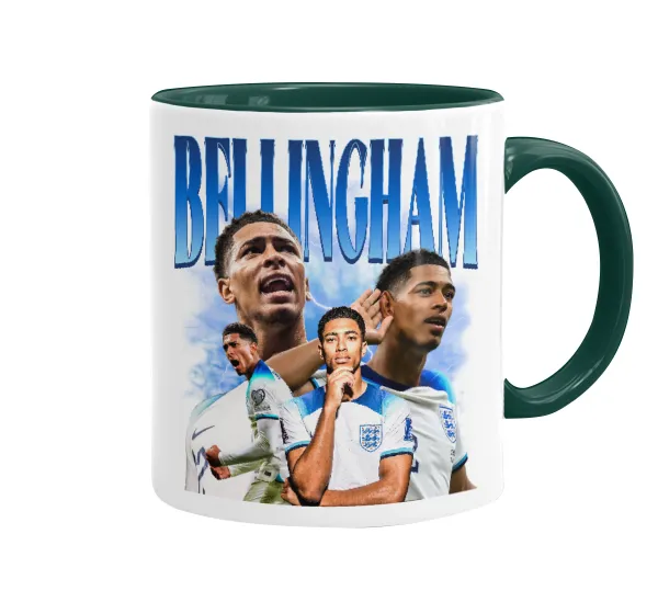 Jude Bellingham — Mug colored green, ceramic, 330ml