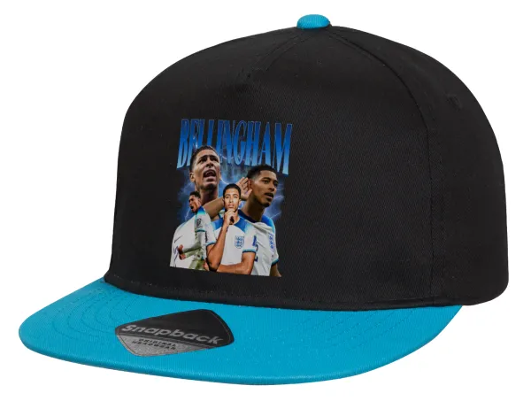 Jude Bellingham — Καπέλο παιδικό Flat Snapback, Μαύρο/Μπλε (100% ΒΑΜΒΑΚΕΡΟ, ΠΑΙΔΙΚΟ, UNISEX, ONE SIZE)