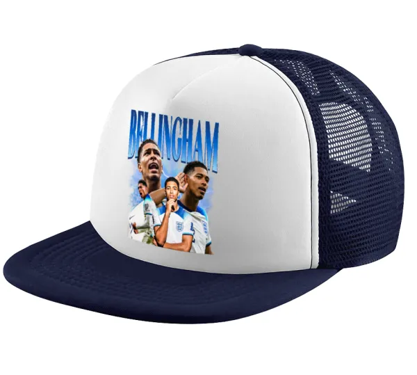 Jude Bellingham — Adult Soft Trucker Hat with Dark Blue/White Mesh (POLYESTER, ADULT, UNISEX, ONE SIZE)