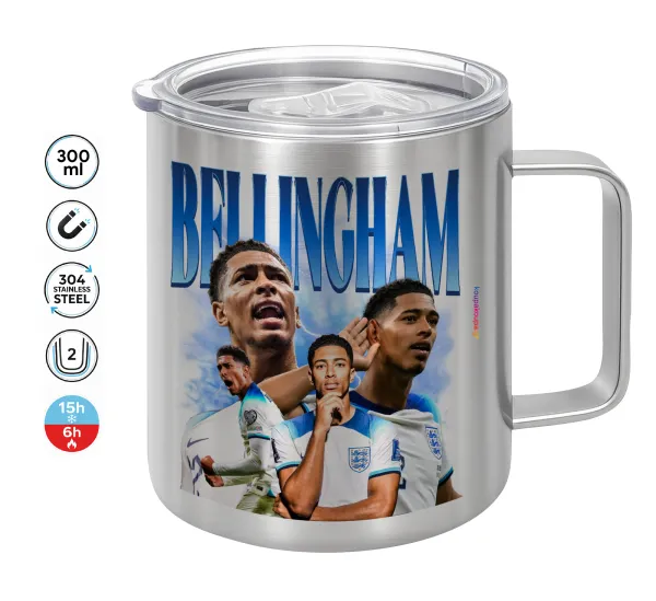 Jude Bellingham — Double-walled stainless steel mug 300ml with temperature-retaining lid