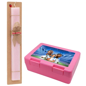 Jude Bellingham, Πασχαλινή Λαμπάδα με παιδικό δοχείο κολατσιού ΡΟΖ & κερί αρωματικό πλακέ (30cm) (ΡΟΖ)