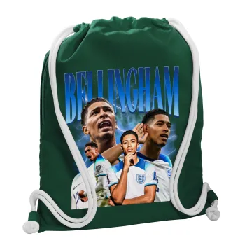 Jude Bellingham, Τσάντα πλάτης πουγκί GYMBAG BOTTLE GREEN, με τσέπη (40x48cm) & χονδρά λευκά κορδόνια