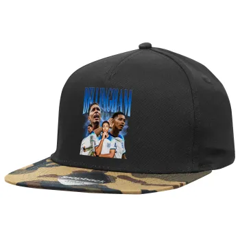 Jude Bellingham, Καπέλο Ενηλίκων Flat Snapback Μαύρο/Παραλλαγή, (100% ΒΑΜΒΑΚΕΡΟ TWILL, ΕΝΗΛΙΚΩΝ, UNISEX, ONE SIZE)