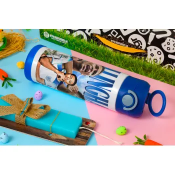 Jude Bellingham, Easter candle, Childrens hot water bottle, stainless steel, with safety straw, BLUE (500ml)