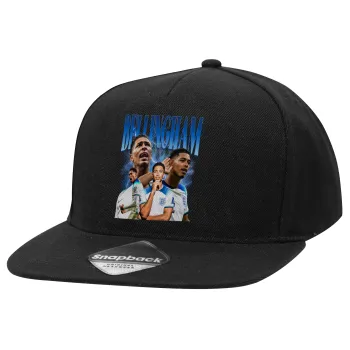 Jude Bellingham, Καπέλο Ενηλίκων Flat Snapback Μαύρο, (100% ΒΑΜΒΑΚΕΡΟ TWILL, ΕΝΗΛΙΚΩΝ, UNISEX, ONE SIZE)