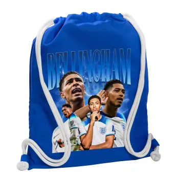 Jude Bellingham, Backpack pouch GYMBAG Blue, with pocket (40x48cm) & thick cords