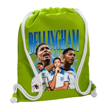 Jude Bellingham, Τσάντα πλάτης πουγκί GYMBAG LIME GREEN, με τσέπη (40x48cm) & χονδρά κορδόνια