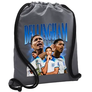 Jude Bellingham, Τσάντα πλάτης πουγκί GYMBAG ΓΚΡΙ, με τσέπη (40x48cm) & χονδρά κορδόνια