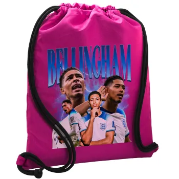 Jude Bellingham, Τσάντα πλάτης πουγκί GYMBAG Φούξια, με τσέπη (40x48cm) & χονδρά κορδόνια