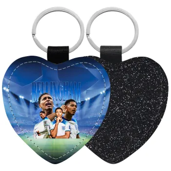 Jude Bellingham, Μπρελόκ PU δερμάτινο glitter καρδιά ΜΑΥΡΟ