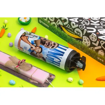 Jude Bellingham, Πασχαλινή Λαμπάδα με Travel Tumbler θερμό με διπλό καπάκι (600ml, BPA free) & κερί αρωματικό πλακέ (30cm) (ΡΟΖ)