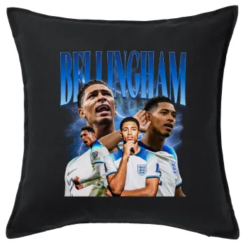 Jude Bellingham, Μαξιλάρι καναπέ Μαύρο 100% βαμβάκι, περιέχεται το γέμισμα (50x50cm)