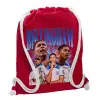 Τσάντα πλάτης πουγκί GYMBAG Κόκκινη, με τσέπη (40x48cm) & χονδρά κορδόνια