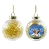 Transparent Christmas tree ball ornament with gold filling 8cm