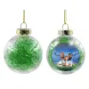 Transparent Christmas tree ball ornament with green filling 8cm